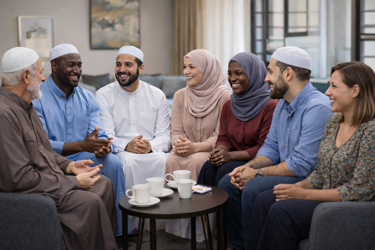 Muslim community gathering